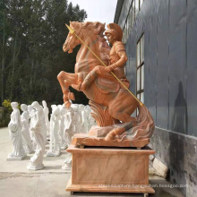 Hot sale marble stone horse and man statue